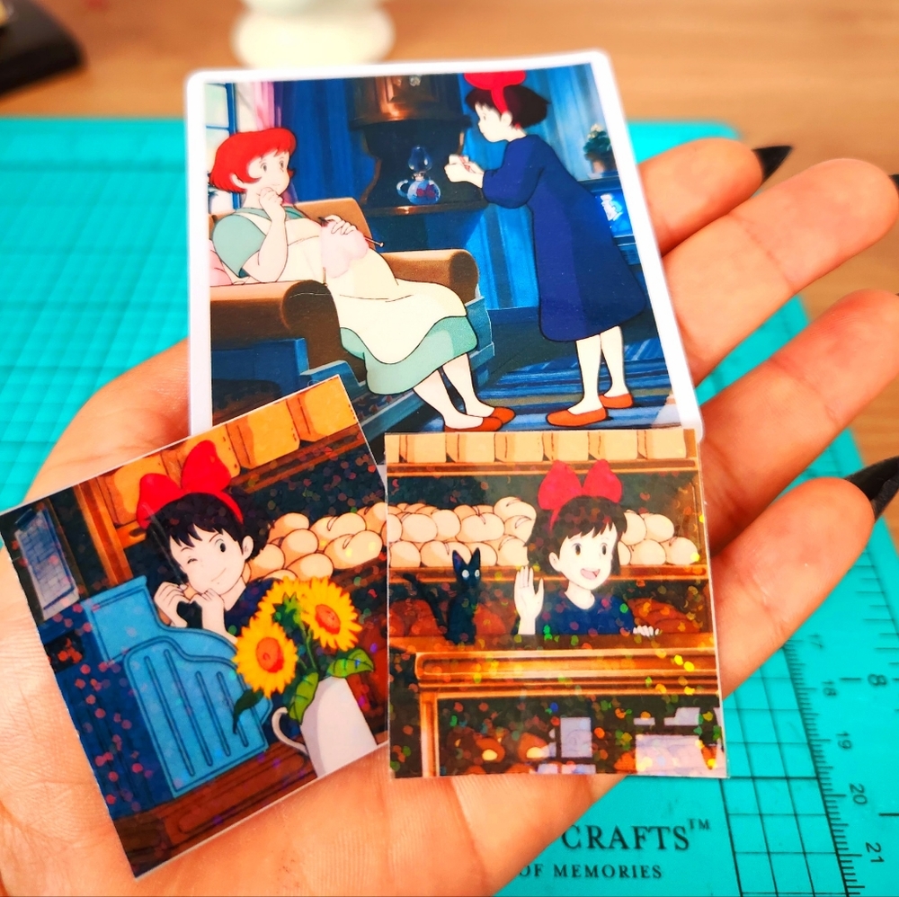 3pcs Kiki food delivery cat Jiji Studio ghibli Stickers for Laptop,Water Bottle,